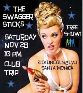 A flyer announcing a show Vreny is playing with The Swagger Sticks