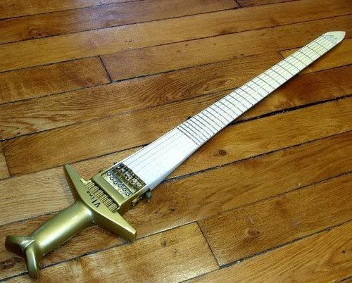 A guitar in the shape of a sword