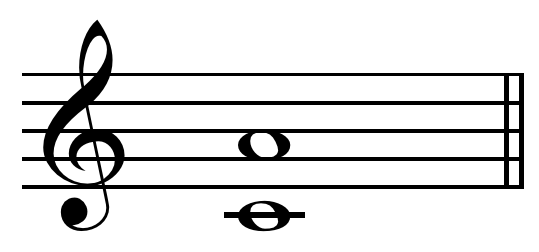 Music notation showing a major 6th interval