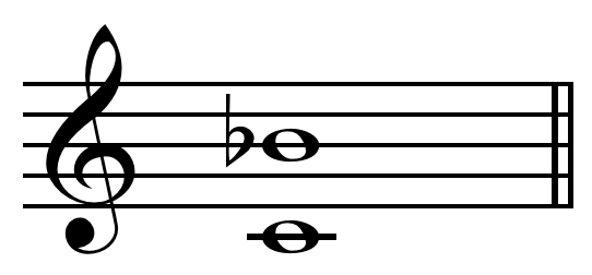 Music notation showing a minor 7th interval