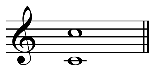 Music notation showing an octave