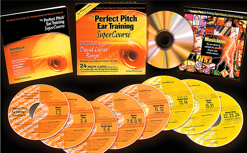 A sales graphic for the Perfect Pitch Ear Training Course by David L Burge
