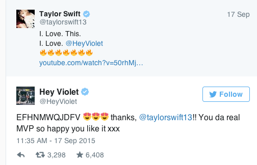 Taylor Swift Congratulates Hey Violet