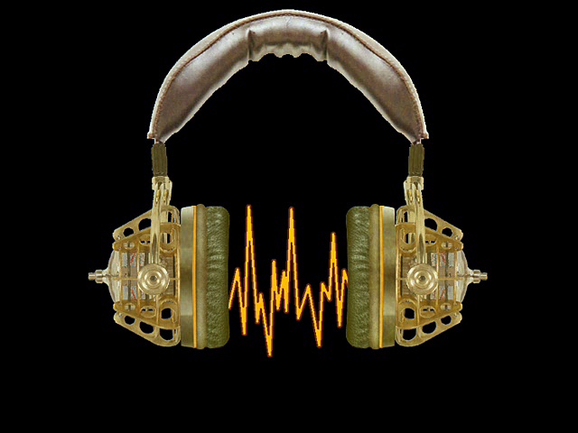 a pair of golden-colored headphones