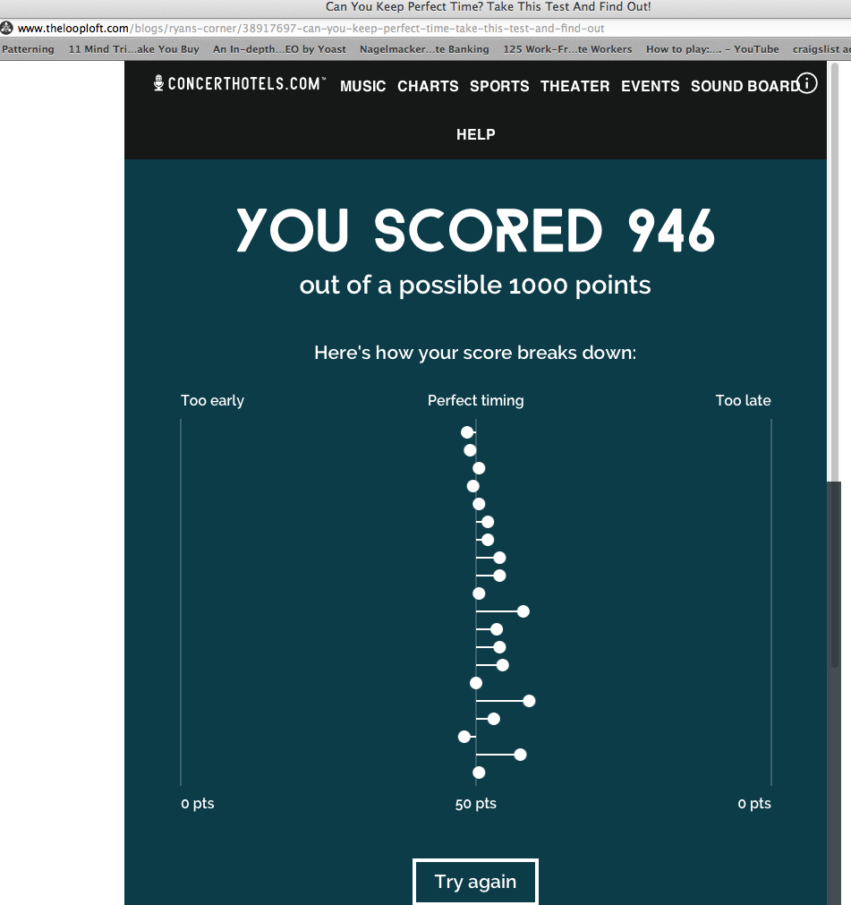 I had an almost perfect score in my time-feel