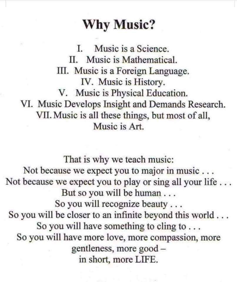 Just some of the many reasons why learning music is very good for you