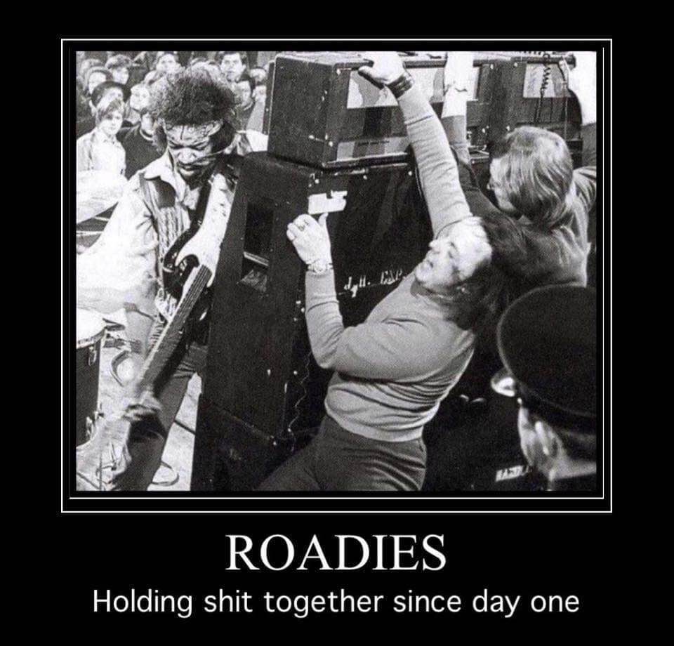 Jimi Hendrix's roadies seem to be getting a good work out