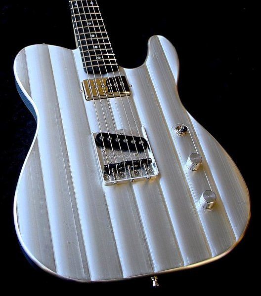 Shiny Silver Telecaster with shiny silvery lines