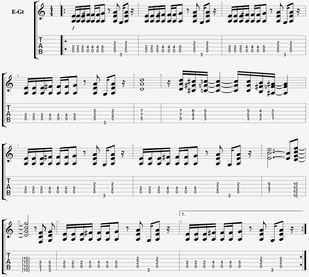 As you can see from the notation, Custard Pie is a 12-bar song. 