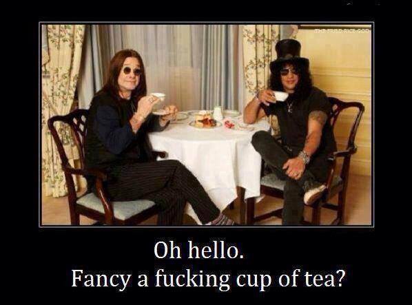 Ozzy and Slash sharing a cup o tea together