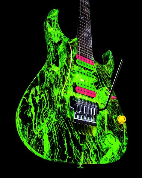 A very neon shiny green guitar