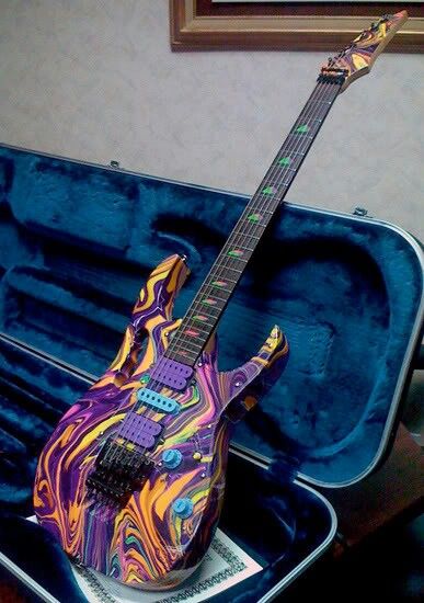 Psychedelic Swirly multi color guitar