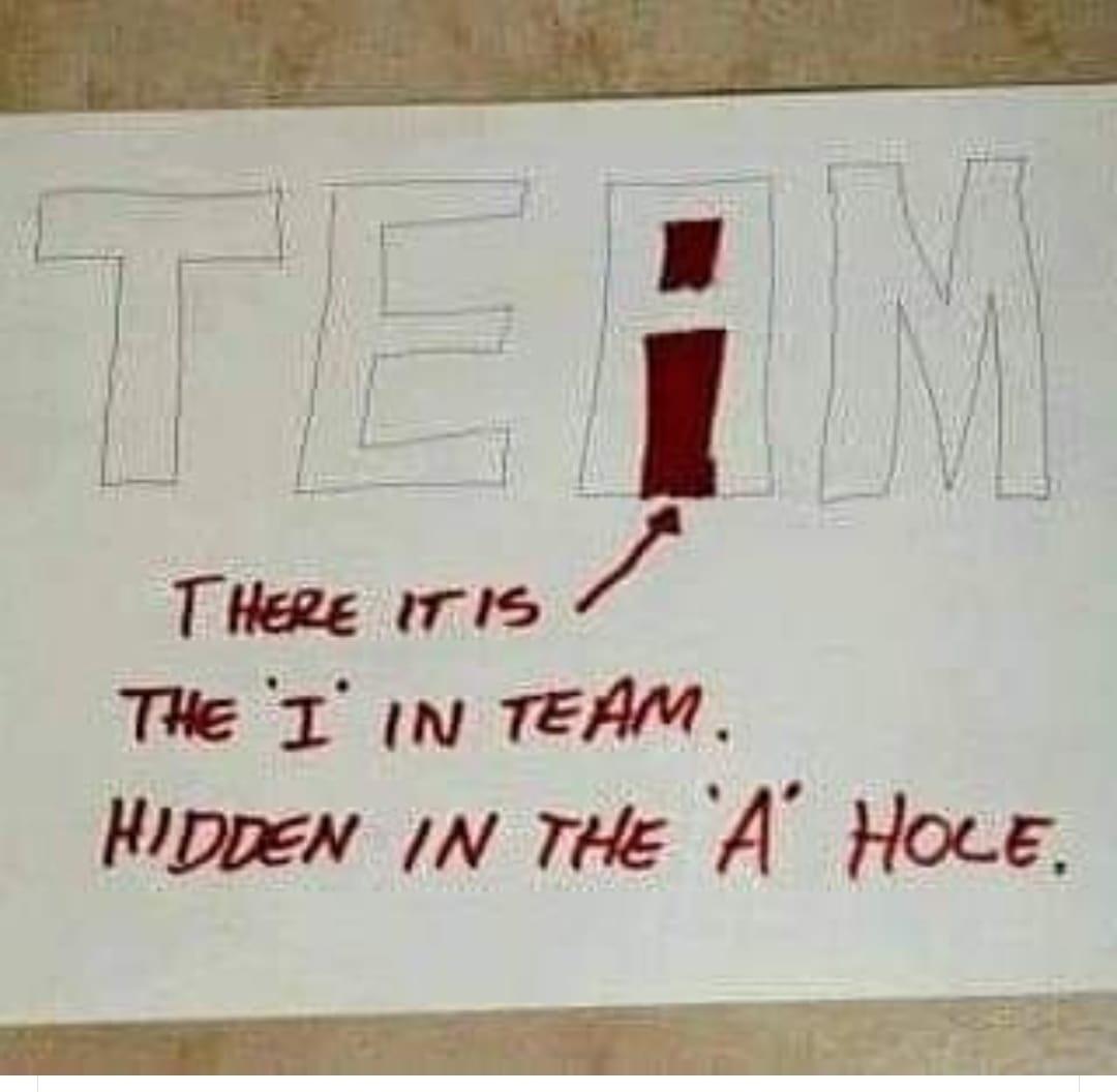 The I in "team" is hidden inside the letter A