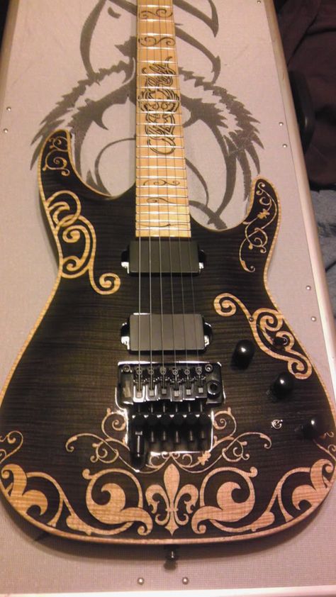 Black guitar with amazing paint job